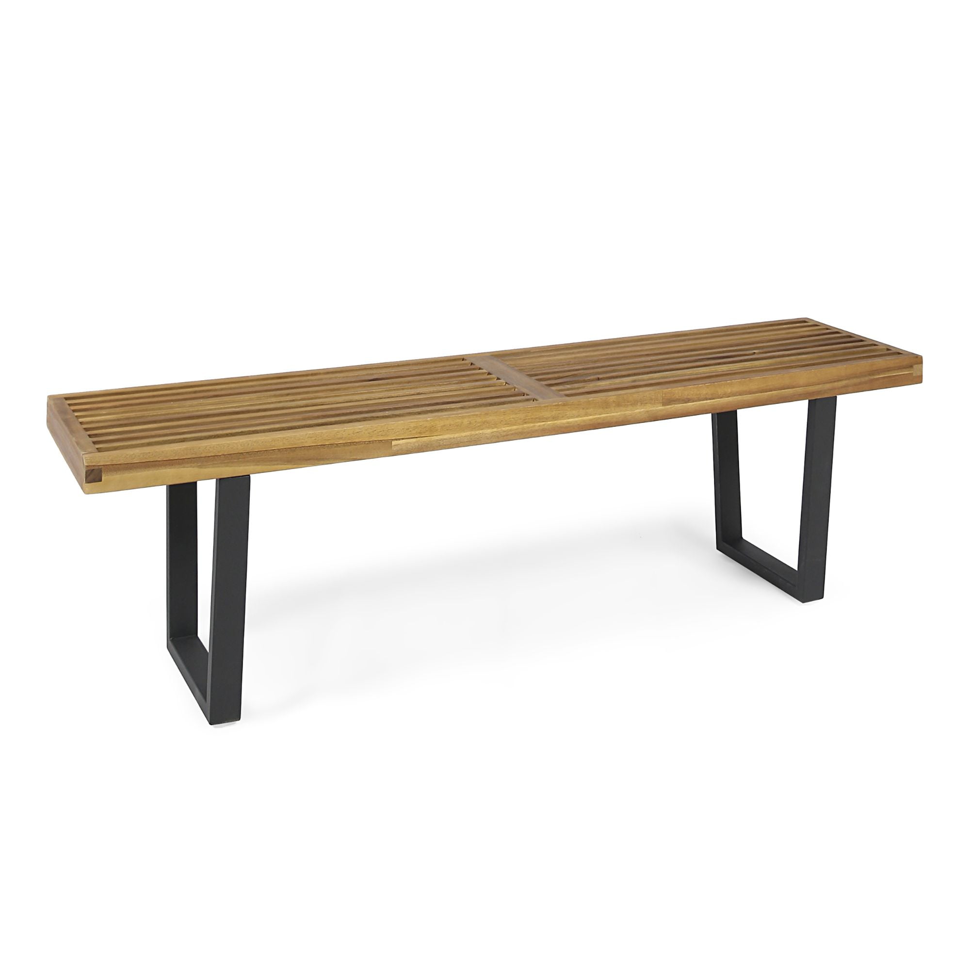 61.75" Brown and Black Contemporary Outdoor Patio Dining Bench