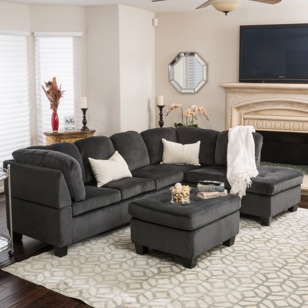 Noble House Victoria 3 Piece Fabric Sectional Sofa Set