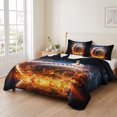 thumbnail image 2 of Twin XL Quilt Set 68''x98'', Baseball Lightweight Summer Bedspread Coverlet Set with 2 Pillow Shams, Sports Theme Gradient Orange Blue Black Breathable All Season Quilt Bedding for Dorm/Guest Room, 2 of 9