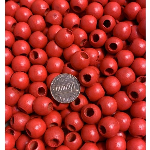 200 Pcs, Red Wooden Beads 12 mm Macrame Beads for 4 or 5mm Cord, Farmhouse Christmas Crafts, Garlands, Parachord Beads by CraftySticks (12mmRed)