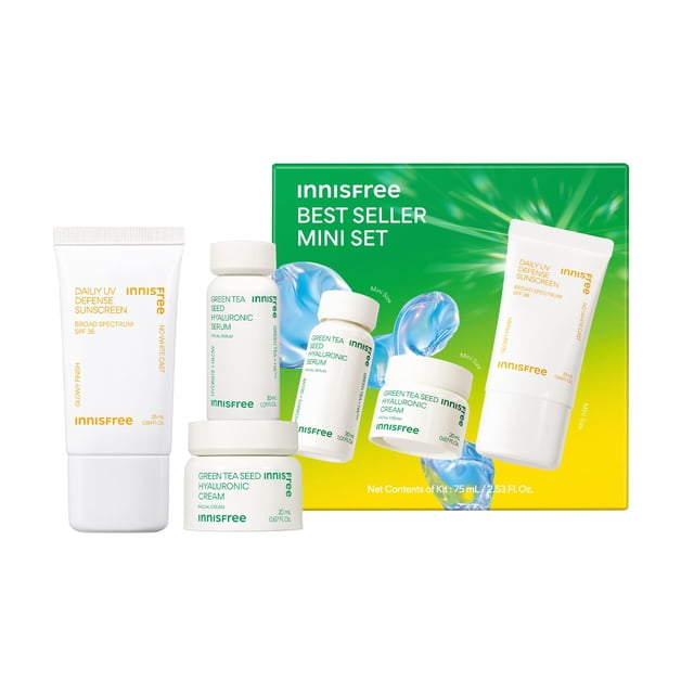 Miniset innisfree Hydrate + Protect: sérum coreano, crema y protector solar