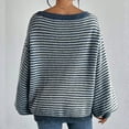 thumbnail image 4 of Weiqiqre Womens Sweater Long Sleev Casual Loose Striped Off Shoulder Casual Oversized Knitted Sweater Pullovers, 4 of 5