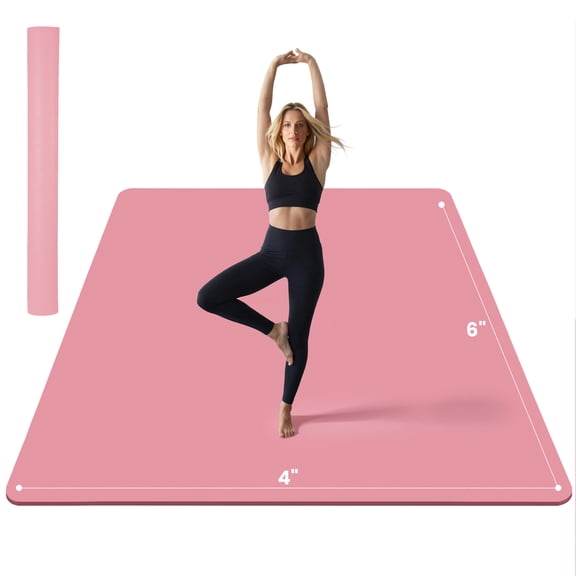Pink Large Yoga Mat (72" x 48") - Extra Wide Non-Slip Exercise Mat for Home Gym, Thick 1/4 Inch Workout Mat for Women
