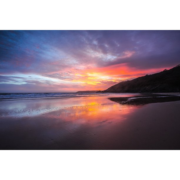 Sunset Beach Ocean Wales Low Tide Inch By 30 Inch Laminated Poster With Bright Colors And Vivid Imagery Fits Perfectly In Many Attractive Frames Walmart Com Walmart Com