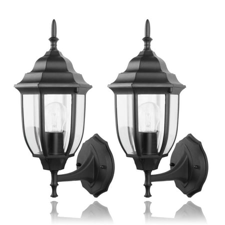 

C Cattleya 2-Pack 1-Light Outdoor Wall Sconce Die-Cast Aluminum-Black Finish(E26)