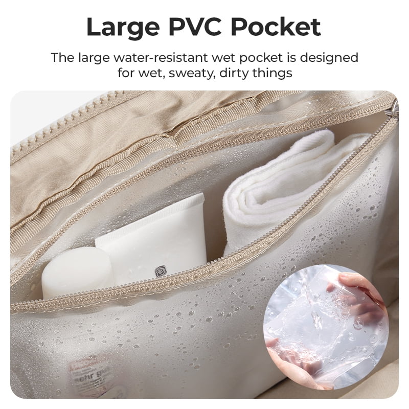 BAGSMART Ita Bag for Women, Travel Duffel Bag with Wet Pocket, Carry on Weekender Bags, Water Resistant Workout Bag Sports Gym, Camel
