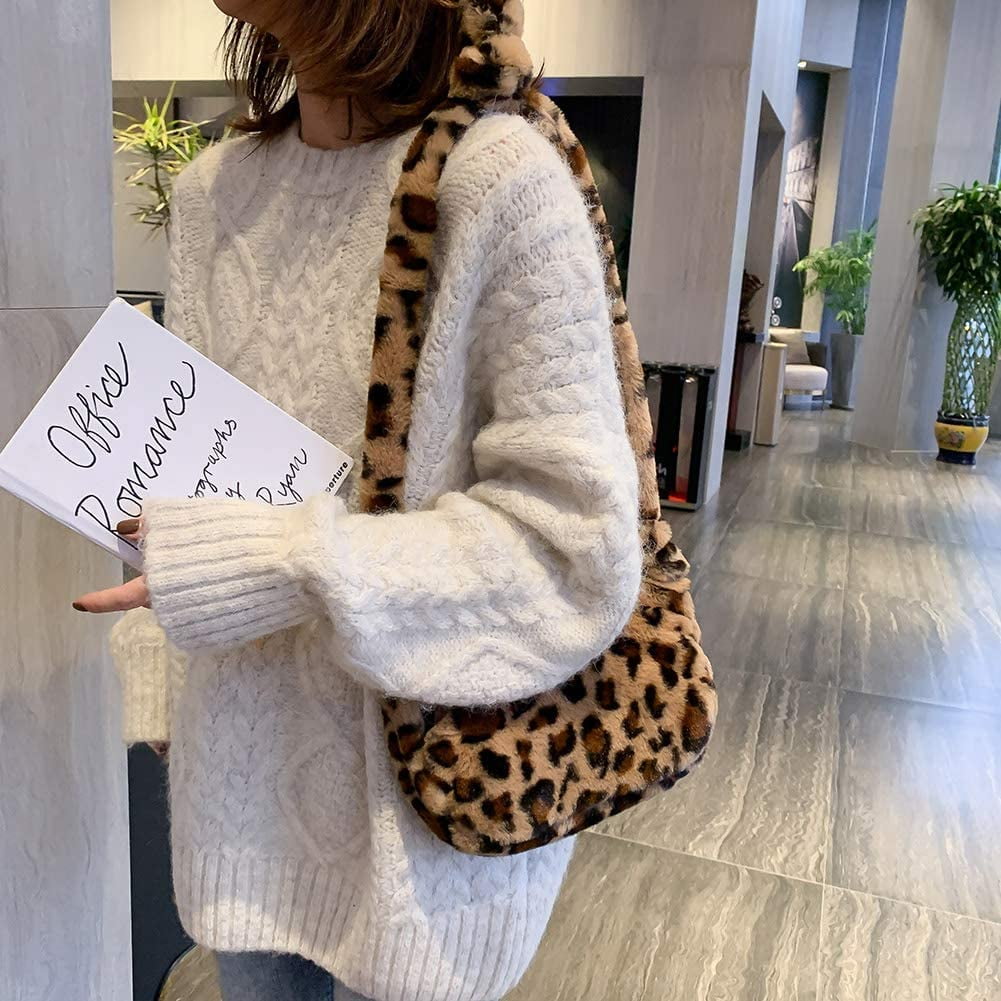 fluffy cheetah print bag