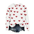 thumbnail image 2 of VALMASS Valentine's Day Plus Size Heart Print Sweatshirts Casual Long Sleeve Tops Loose Cozy Oversized Crewneck Sweatshirts (5XL, White), 2 of 5
