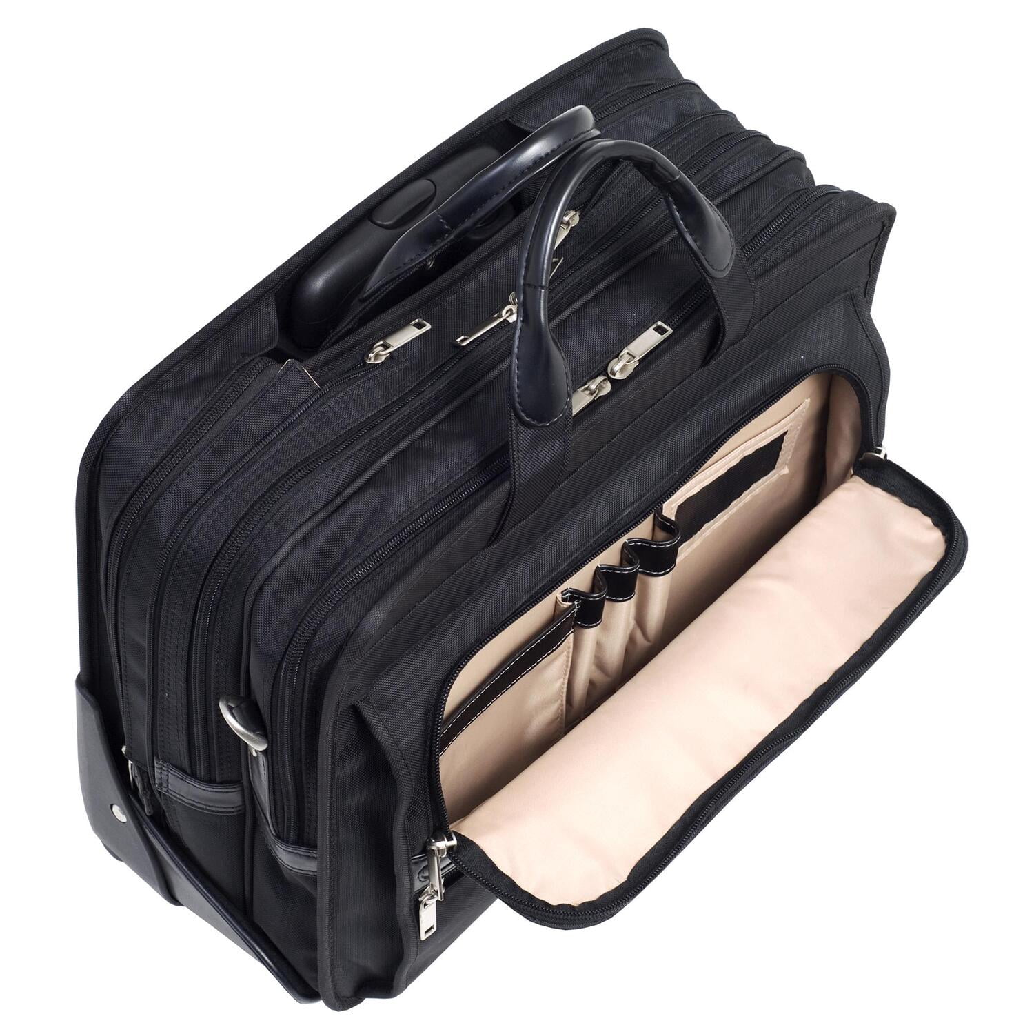 P Series | FRANKLIN | 15.6" Nylon Patented Detachable -Wheeled Laptop Briefcase - Black