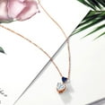thumbnail image 5 of Gem Stone King 18K Rose Gold Plated Silver Blue Created Sapphire Pendant with Chain Set with Moissanite (2.30 Cttw), 5 of 5