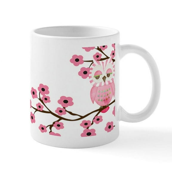 CafePress - Cherry Blossom Owl Mug - 11 oz Ceramic Mug - Novelty Coffee Tea Cup