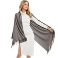 thumbnail image 2 of ManxiVoo Soft Pashmina Style Wrap Shawl for Women Evening Party Wear Lightweight Dressy Scarf Elegant Formal Accessory Dark Gray, 2 of 4