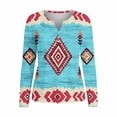 thumbnail image 4 of NTACZA Womens Summer Tops Western Aztec V Neck Graphic Tees Boho Funny Long Sleeve Womens Shirts L, 4 of 5