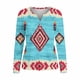 thumbnail image 2 of TaTaai Casual Western Print Top Soft Lightweight Women's Fashion Round Neck Long Sleeve Button Detail Retro Loose Spring Daily Wear Blouse Gift, 2 of 5