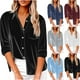 thumbnail image 1 of Conjuntos de trabajo para mujer,Camisa de terciopelo con botones, blusa de manga corta con cuello en V, textura arrugada, mezcla de lino, ropa informal, sopatenor, 1 of 9