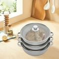 thumbnail image 4 of 3-Tier Stainless Steel Steamer 12.8in Cooking Steam Pot Silver Multi-layer Food Steamer Pot with Transparent Lid, Encrypted Steaming Holes Ideal for Steaming Various foods on the Top Tier, 4 of 10