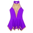 thumbnail image 5 of vastwit Womens Sequins Halter Figure Skating Dress Sleeveless Latin Salsa Dance Dress Performance Purple XL, 5 of 7