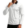 thumbnail image 6 of Josdec Men's Color Block Long Sleeve Top, Turndown Collar Contrast Piping Casual Base Shirt for Daily Layering S‑XXL, 6 of 8