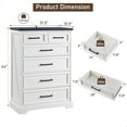 thumbnail image 3 of ACCOHOHO Farmhouse 6 Drawers Dresser Chests for Bedroom, 46' Wood Rustic Chest of Drawers, Wide Metal Handle Pull Storage Cabinet, White, 3 of 7
