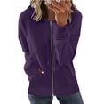 thumbnail image 1 of TIMIFIS Chandail à Capuchon à Manches Longues pour Femmes, Veste de Survêtement Zippée avec Poches - Violet - Mfall s, 1 of 5