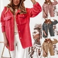 thumbnail image 7 of Lovskoo Womens Button Down Fuzzy Fleece Jacket Winter Fluffy Shacket Long Sleeve Coats Outerwear with Pocket Red, 7 of 7