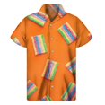 thumbnail image 3 of Camisa hawaiana con estampado 3D de piruletas de caramelo de colores para hombre, camisas con solapa de dulce de azúcar, blusa de botones de calle de manga corta a la moda Harajuku, 3 of 5