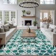 thumbnail image 3 of Teal Green Area Rugs 8'x10', Washable Small Throw Rugs for Living Room Patio, Vintage Abstract Geometric Texture Indoor Outdoor Rug Non-Slip Low Pile Carpet Runner Reversible Floor Mats, 3 of 8