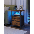 thumbnail image 5 of Ledrem Nightstand with Charging Station & App-Controlled LED Lights, Bed Side Table with 2 Drawers and 1 Open Shelf, Rustic Brown and Ink Black, 5 of 7