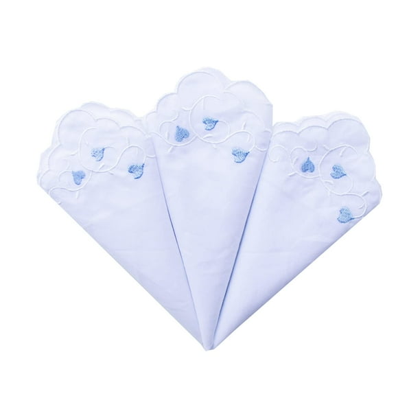 Mileymarla Pañuelos Blancos De Algodón Bordados Para Mujer, Pañuelos De Encaje Para Boda, Corazón, 3 Uds.