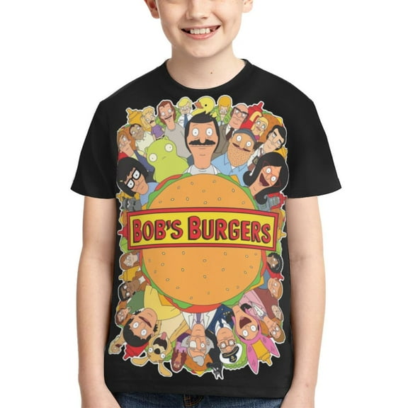 Boys Girls Bob's Burgers T-Shirts 3D Printed Novelty Short Sleeve Shirts Kids Youth Game Cartoon Tee Shirts Summer Tops
