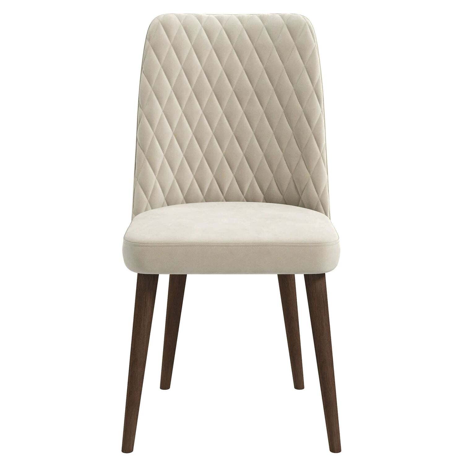 Euroco Dining Chairs Set of 2, Fabric Dining Room Kitchen Side Chair with Wood Legs,Ivory