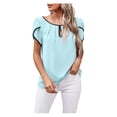 thumbnail image 5 of B91xZ Cute Womens Tops Round Neck Short Sleeve Tops Pullover,Blue XXL, 5 of 5