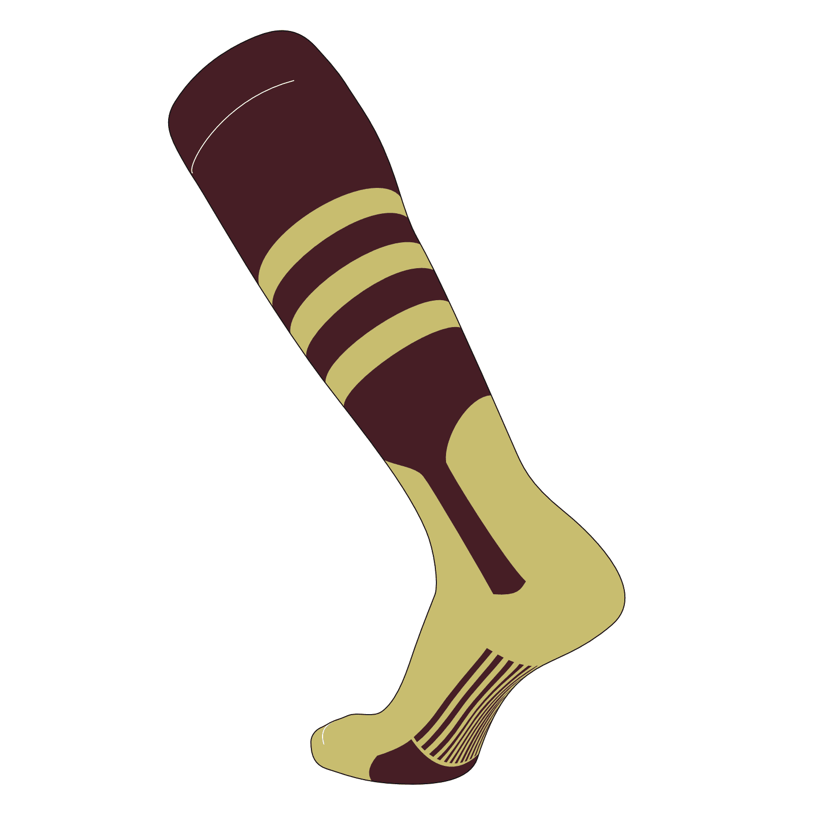 TCK Elite Baseball Knee High Stirrup Socks (B, 7in) Maroon, Vegas Gold