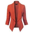thumbnail image 1 of MixMatchy Women's Casual Work Solid Open Front 3/4 Sleeve Blazer Jacket with Plus Size, 1 of 4