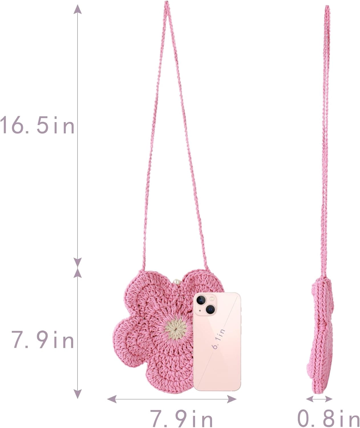Women Mini Flower Cotton Crochet Crossbody Shoulder Bag Handbag Purse