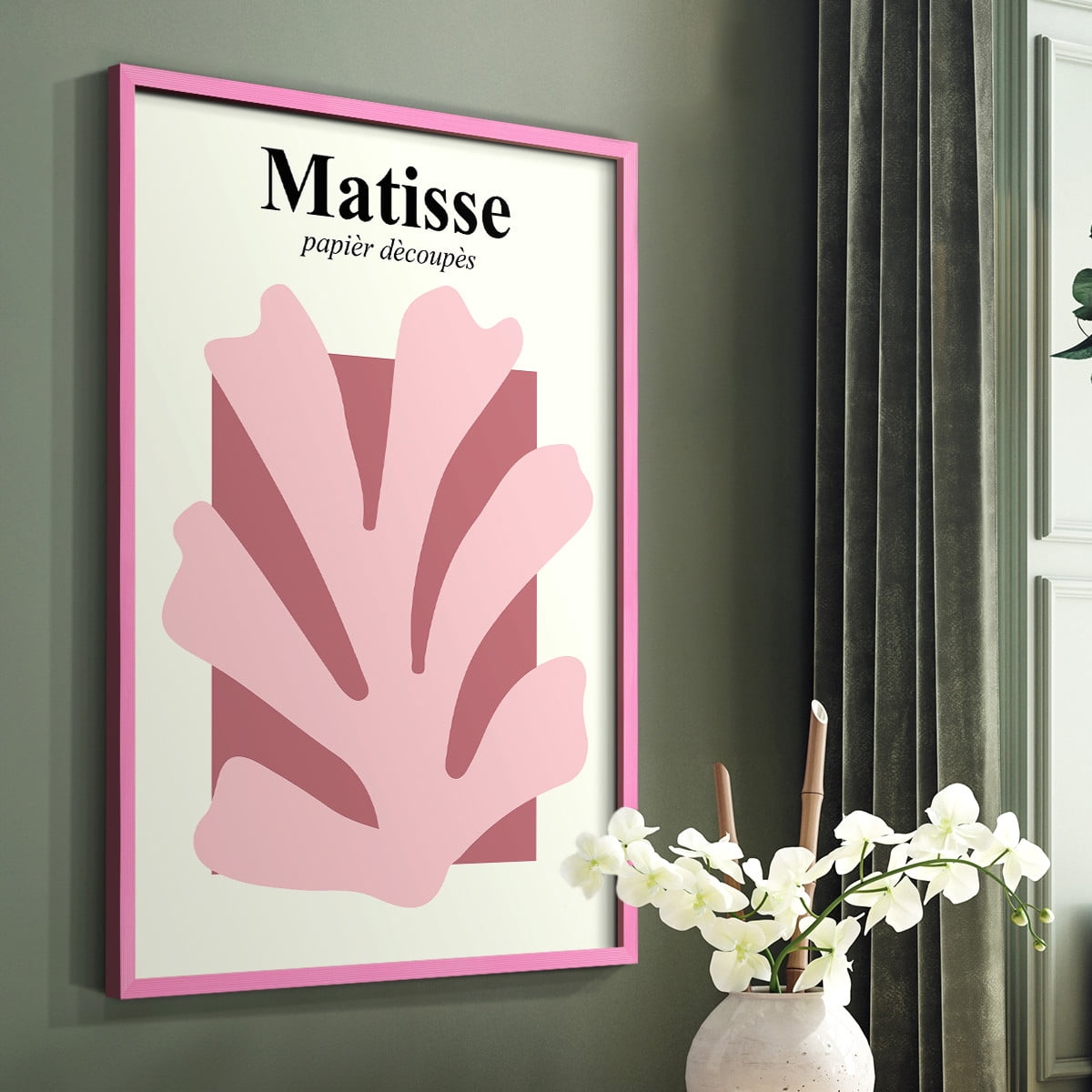 Matisse CCCLV in Pink Solid Wood 16 x 20 Framed Print