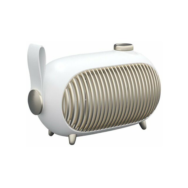 Calentador de ventilador, minicalentador de ventilador cerámico de 500 W/1000 W con 3 configuraciones de calentamiento rápido, calentador eléctrico con termostato y calentador de ventilador antivuelco
