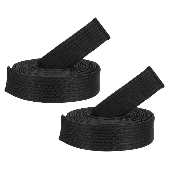 Unique Bargains 9.2FT Taekwondo Colored Ranking Belts, Polyester / Cotton Men Women Pro for Competition, Black 2 Pack