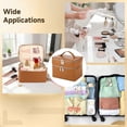 thumbnail image 3 of Double Layer Travel Makeup Bag, Large Capacity Zippered Cosmetic Organizer with Removable Liner, Waterproof PU Leather Toiletry Bag, Portable Cosmetic Case for Skincare Brushes Accessories, 3 of 8