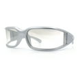 thumbnail image 4 of Womens Trendy Curved Wrap Around Rectangle Thick Temple Plastic Sunglasses Silver - Clear Mirror, 4 of 8