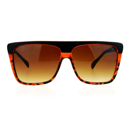 SA106 Oversize Flat Top Mobster Large Rectangular Sunglasses Tortoise