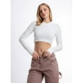 thumbnail image 2 of Round Neck Ribbed Cropped Sweater, 2 of 6