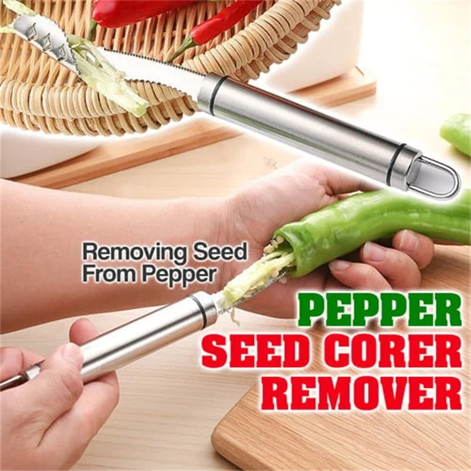 Stainless Steel Pepper Corer Silver Serrated Seed Remover Slicers Cutter  Portable Kitchen Gadget Tools - Temu Bulgaria