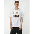 thumbnail image 1 of Men'S Casual Crew Neck T-Shirt with "I'M OK" Letter Print, Slight Stretch, Regular Fit, Fashionable Short-Sleeve Top for Adults, 1 of 7