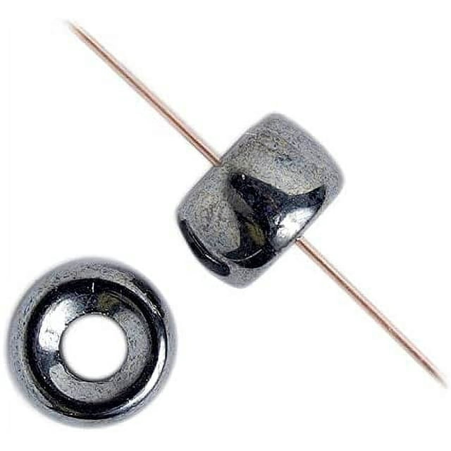 John Bead 100pcs 9mm Glass Crow Beads | Opaque Black Hematite Luster Pony Bead