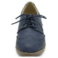 thumbnail image 3 of Ollio Women's Flat Shoes Wingtip Lace Up Faux Leather Oxford M2921, 3 of 6