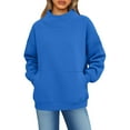 thumbnail image 2 of Womens Oversized Mock Neck Sweatshirts,Long Sleeve Pullover Plus Size Thick Tops,2025 Casual Fall Winter Outfits With Pockets Blue XXL, 2 of 7