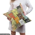 thumbnail image 4 of Ambesonne Cats Fabric by the Yard Upholstery, Funny Colored Cartoon, 2 Yards, Multicolor, 4 of 4