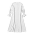 thumbnail image 5 of LYHaoo Elegant Girls Dress With Floral Lace Hem And Round Neck Pure Color Party Gown For And Celebrations，Girls A Line Dresses Sizes 5-6 Years White, 5 of 5