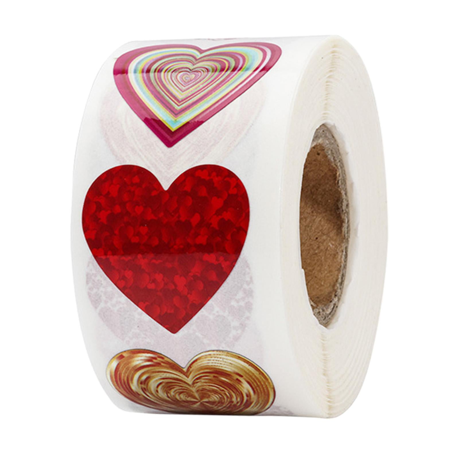 Milageto 2xValentines Day Stickers 500 Pieces Heart Stickers 1 Roll for Kids Adults Scrapbooking Envelopes Festival Invitation Cards , Waterproof, 4 Pcs